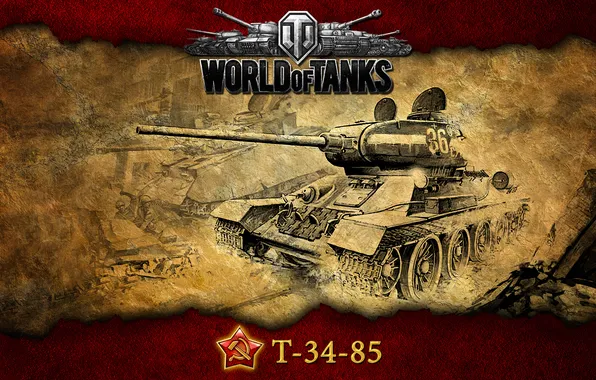 Картинка СССР, танки, WoT, World of Tanks, Т-34-85