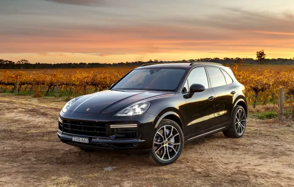 Картинка закат, Porsche, Turbo, 2018, Cayenne, кроссовер
