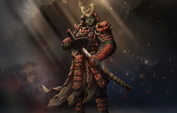 Япония, Доспехи, Стиль, Japan, Самурай, Fantasy, Art, Orc