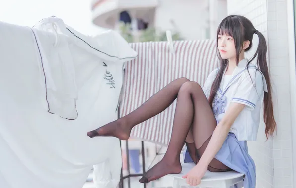 Beautiful, Asian, Model, Woman, Chair, Cute, Pretty, Sitting