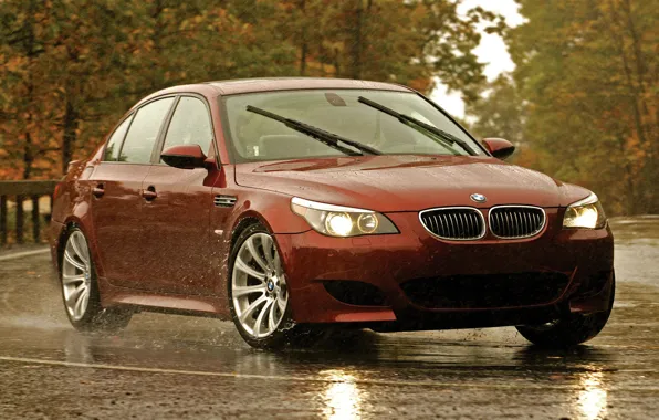 Дорога, красный, разметка, бмв, BMW, red, блик, вид сбоку