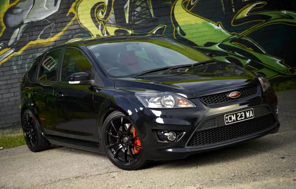 Ford, Focus, black, graffity