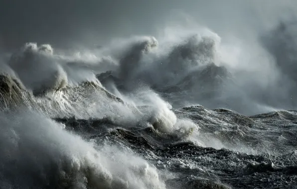 Картинка море, волны, брызги, шторм, стихия