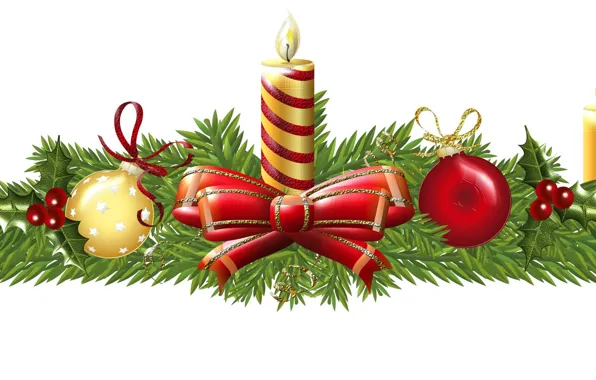 Шары, елка, свечи, Рождество, Новый год, New Year, 2020