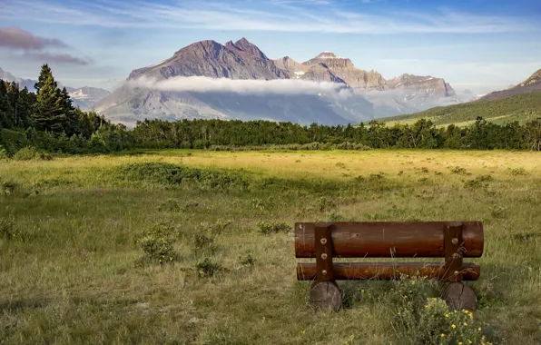 Горы, скамейка, лавка
