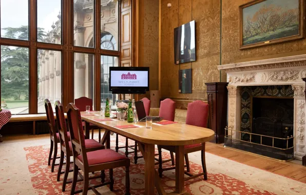 Замок, интерьер, камин, столовая, Westonbirt