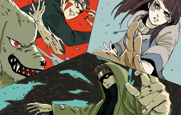 Naruto, Inuzuka Kiba, Hyuuga Hinata, Fanart, Akamaru, Pixiv, Team 8, Aburame Shino