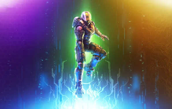 Фон, цвет, воин, шлем, Halo, броня