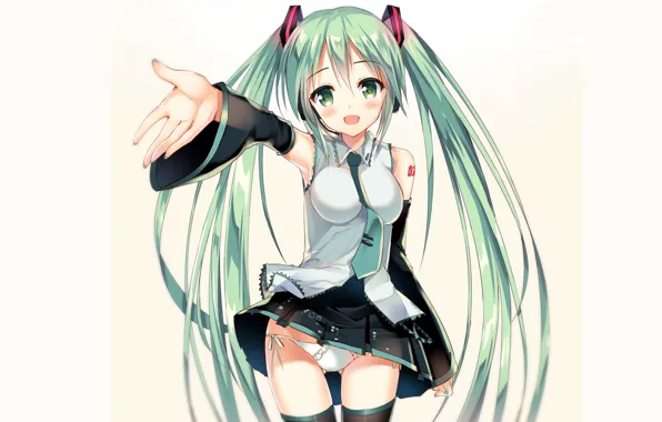 Girl, sexy, lingerie, vocaloid, hatsune miku, blouse, panties, thighhighs