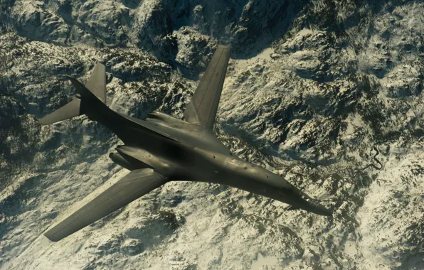 Картинка полет, ландшафт, Lancer, бомбардировщик, B-1B, стратегический, сверхзвуковой