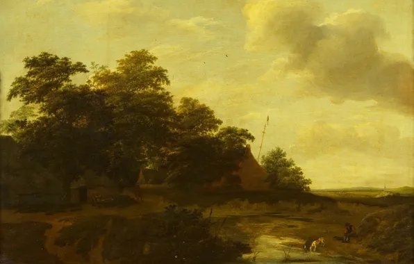 Масло, картина, 1648, Пейзаж с Фермой, Jan Vermeer van Haarlem the Elder, Ян Вермеер ван …
