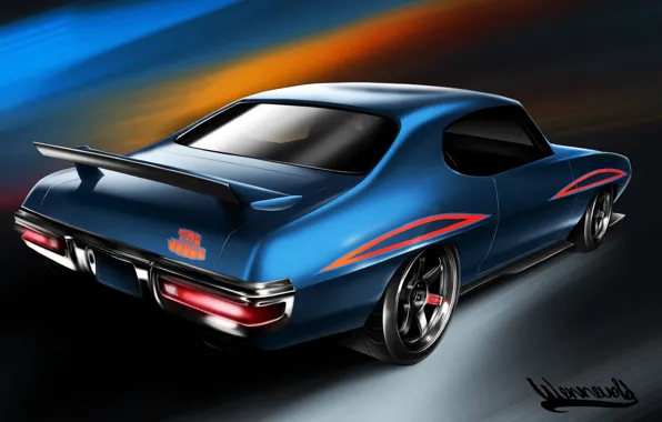 Авто, Рисунок, Машина, Арт, Pontiac, GTO, 1970, Pontiac GTO