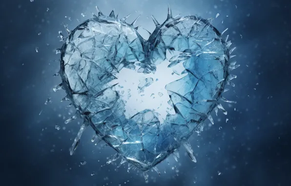 Лед, сердце, мороз, ice, love, heart, разбитое, frozen