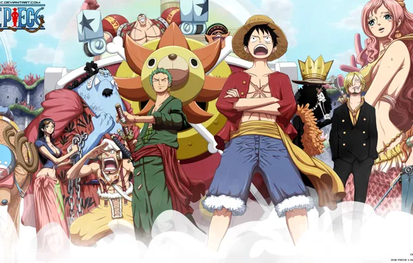 Robin, Nami, Usopp, Brook, Zoro, Sanji, Luffy, Choper