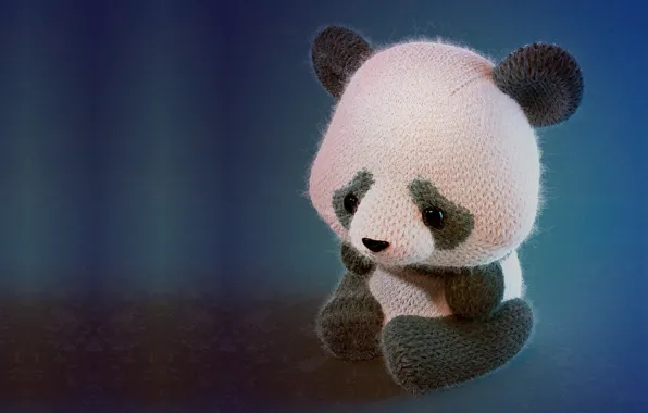 Игрушка, арт, панда, детская, 3d-, Panda knitted toy, Simon Telezhkin