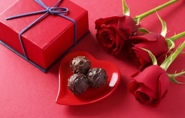 Любовь, подарок, романтика, шоколад, розы, конфеты, love, Rose