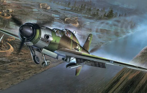 Fighter, war, art, airplane, painting, ww2, Do 335 A-10/12 &ampquot;Ameisenbär&ampquot; 2 seat trainer
