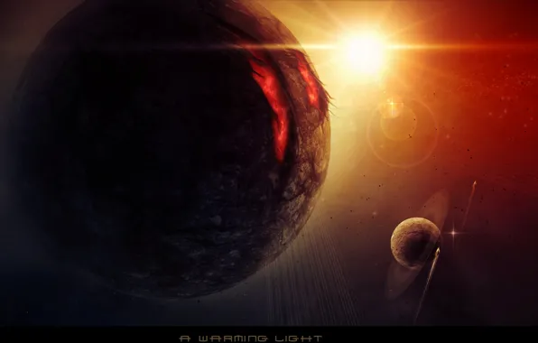 Stars, planets, spaceships, a worming light
