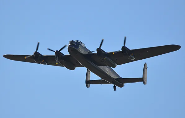 Картинка ретро, Avro Lancaster, тяжёлый бомбардировщик, Великобриания