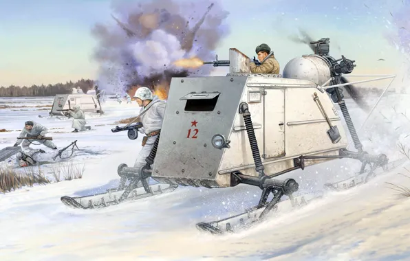 Война, СССР, самоходные сани, НКЛ-26