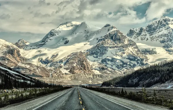 Картинка road, landscape, mountains, Canadian Rockies