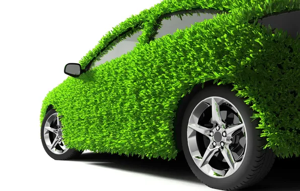 Картинка зелень, машина, трава, колеса, экология, автомобиль
