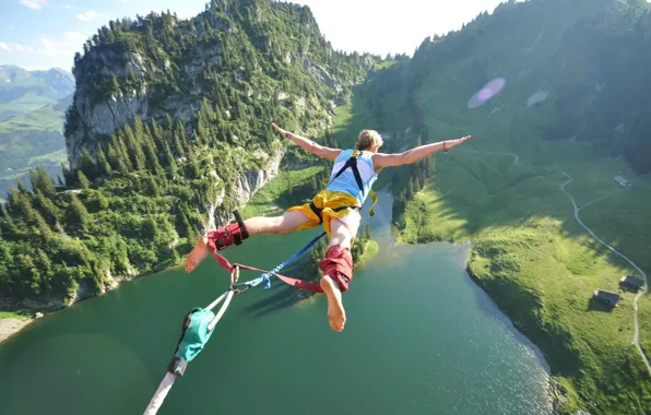 Sky, jumping, bungee