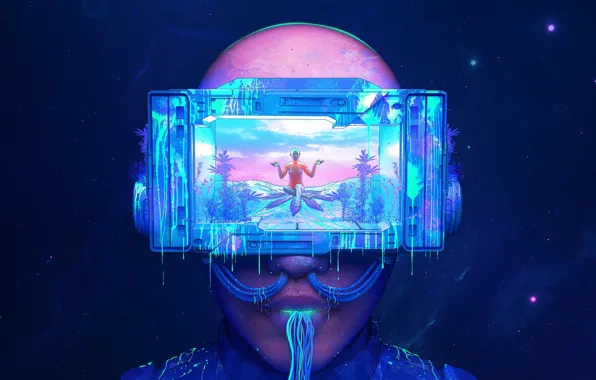 Очки, Космос, Лицо, Portal, Fantasy, Stars, Space, Art