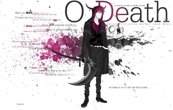 Оружие, демон, рога, Смерть, коса, Bleach, Ичиго Куросаки