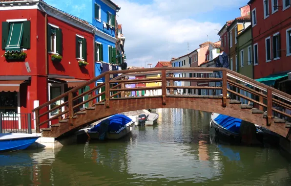 Картинка Дома, Канал, Италия, Венеция, Italy, Bridge, Venice, Italia