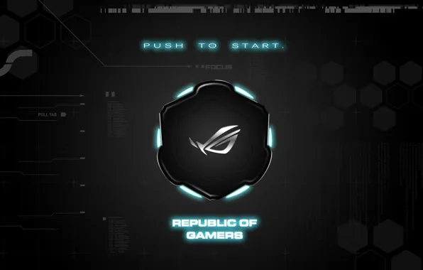 Картинка background, brand, asus, rog, republic of gamers, push to start