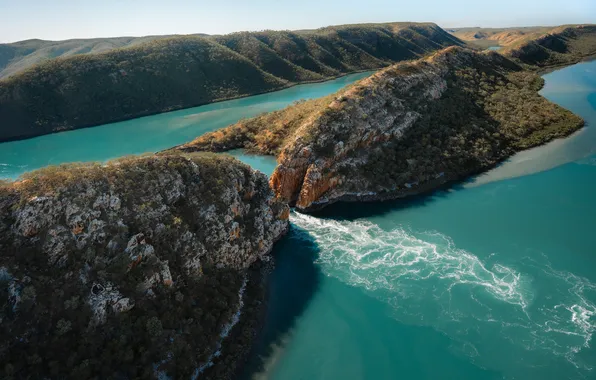 Картинка Природа, Красота, Nature, Australia, Aerial view, Kimberley, Tourist attraction, Horizontal Falls