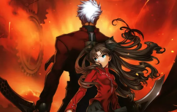 Двое, Рин, Арчер, Fate / Stay Night