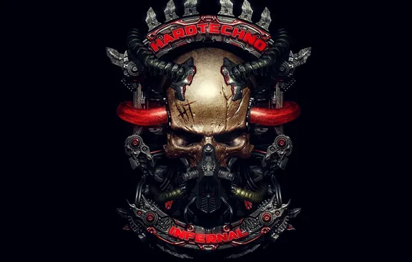 Череп, skull, infernal, metallic, Hardtechno