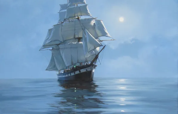 Море, корабль, парусник, картина, живопись, James Brereton