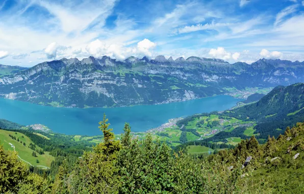 Картинка горы, Switzerland, швейцария, multi monitors, ultra HD, Läuferberg, Näfels