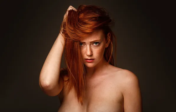 Girl, Red, Model, Beauty, Hair, Ginger, Kjersti, Portait. View