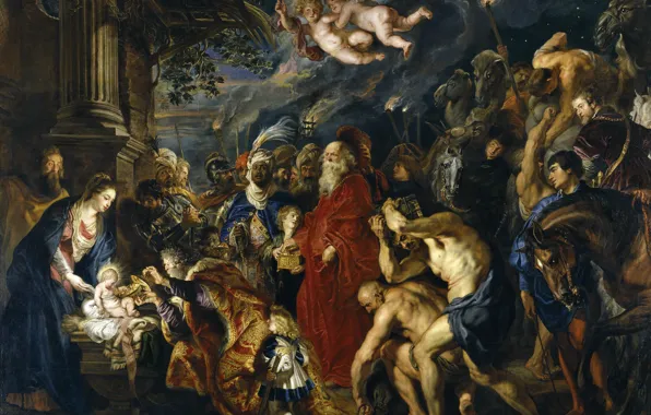 Картина, религия, Питер Пауль Рубенс, мифология, Поклонение Волхвов, Pieter Paul Rubens