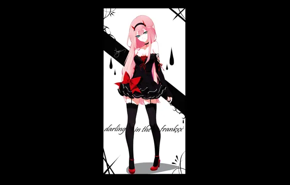 Девушка, фон, арт, Darling In The Frankxx, Милый во Франксе