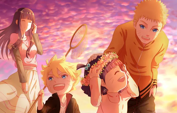 Девушка, дети, парень, naruto, anime, art, Hyuuga Hinata, Uzumaki Naruto