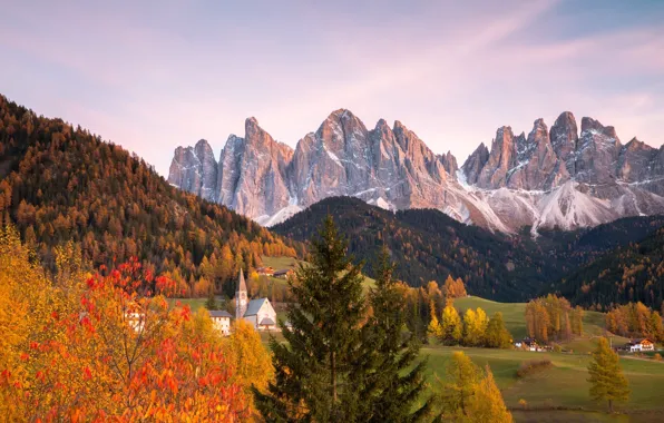 Картинка осень, деревья, горы, Альпы