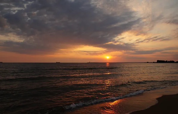 Sea, ocean, sunset