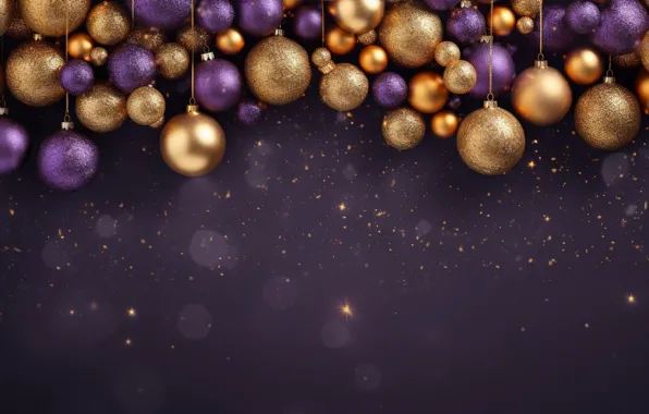 Decoration, Новый Год, фон, merry, украшения, happy, purple, balls