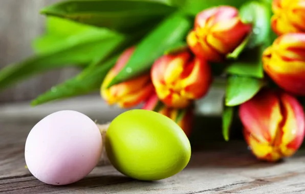 Яйца, пасха, тюльпаны, flowers, tulips, Easter