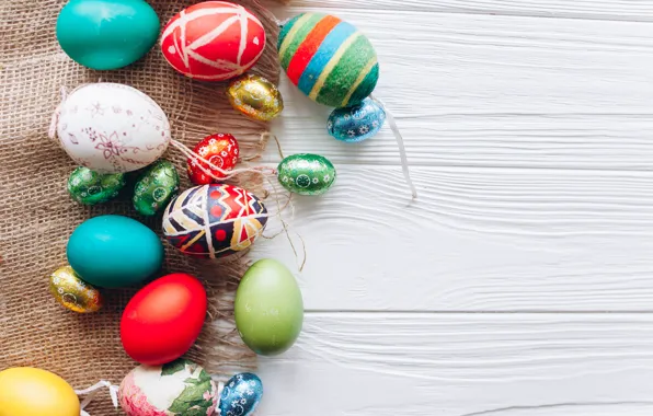 Яйца, весна, colorful, Пасха, wood, spring, Easter, eggs