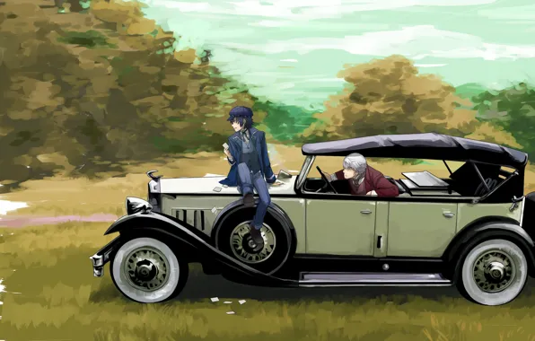 Машина, игра, аниме, арт, парни, киборг, голубые глаза, Persona 4