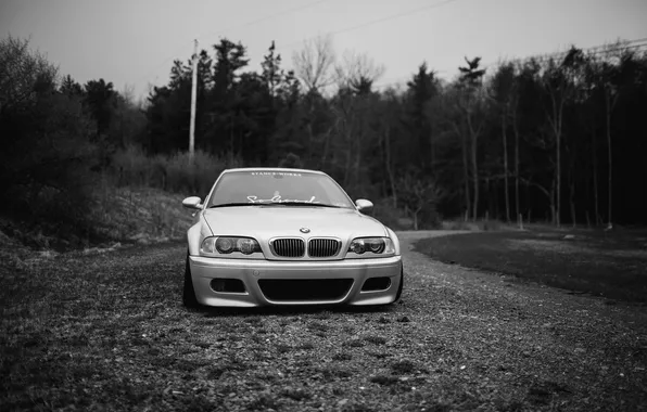 Белый, бмв, BMW, черно-белое, white, E46