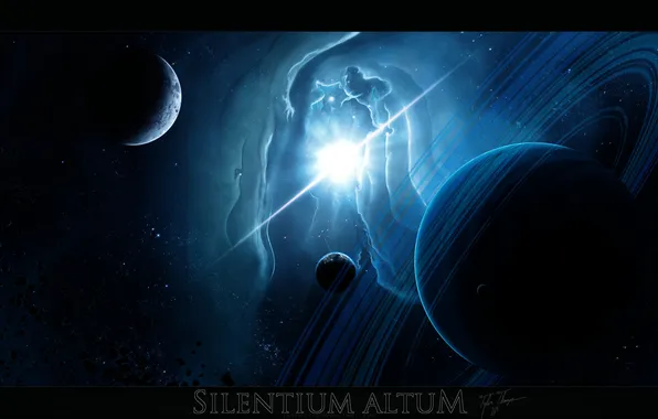 Картинка свет, взрыв, звезда, планеты, silentium altum