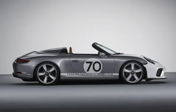 Картинка Porsche, профиль, 2018, серо-серебристый, 911 Speedster Concept