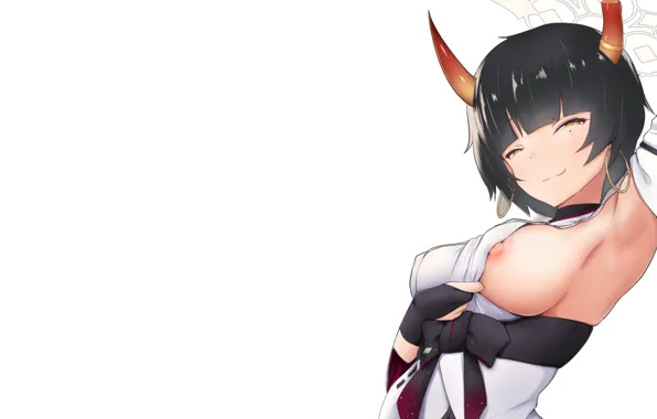 Girl, nipples, stretch, anime, breasts, big boobs, babe, nipple
